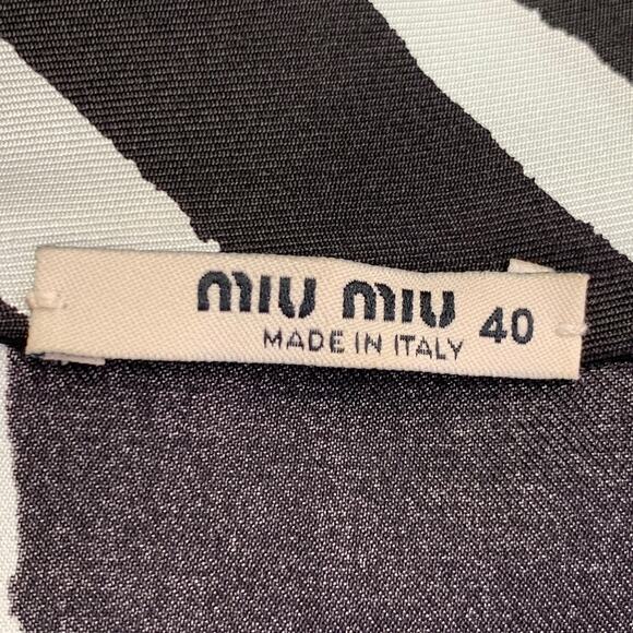 MIU MIU Size 4 Black Light Blue Silk Stripe Cowl Collar Dress - Picture 7 of 9